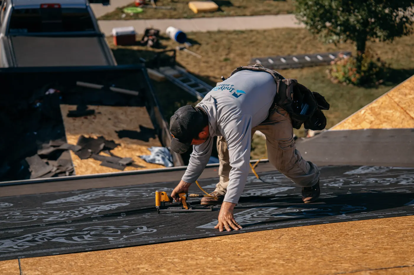 Tarping and dry-in on a Chapel Pines commercial roof